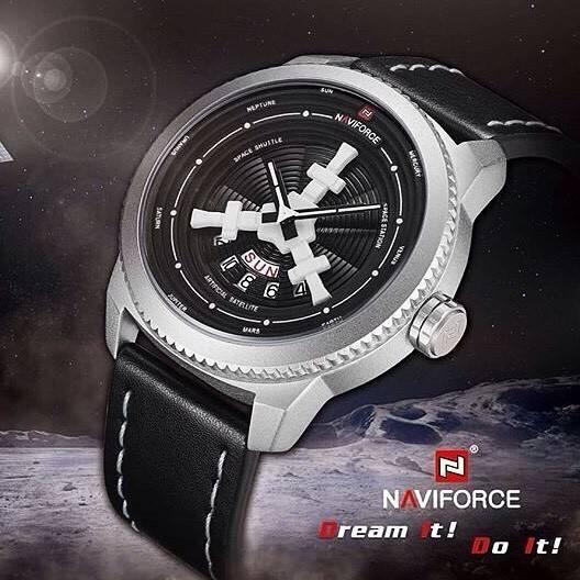 NAVIFORCE Nf9156 Astro Day Date Function Analog Watch - Black/Silver