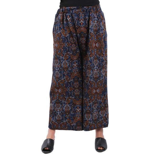 Navy Abstract Printed Trouser For Women