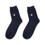 Navy/Black Face Printed Solid Mid Calves Length Socks For Men - Set Of 2