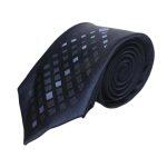 Navy Blue Diamond Patterned Neck Tie For Men