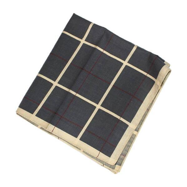 Navy/White Big Checkered Solid Handkerchief