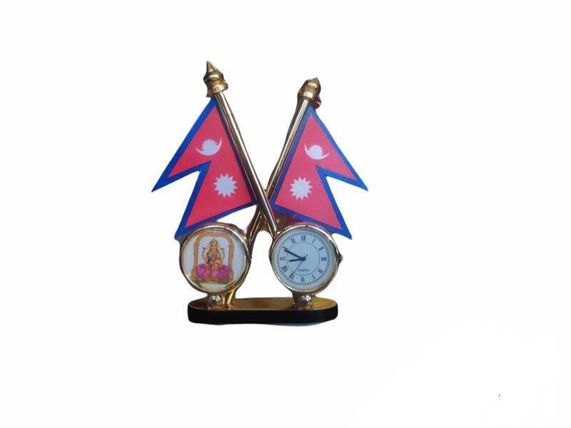Nepal Flag with Clock for Table and Car