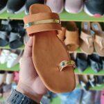 New Brown Comfortable Slippers With Golden Stripe Highlight For Women