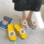 New Fancy Transparent Flower Comfortable Slippers For Women