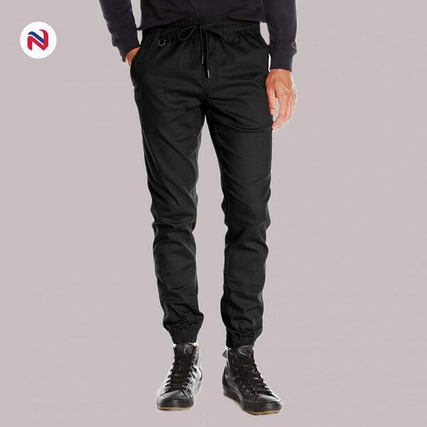 Nyptra Black Cotton Solid Joggers For Men