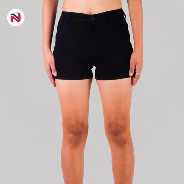 Nyptra Black Stretchable Denim Shorts For Women