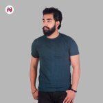 Nyptra Dark Green Solid Muscle Fit Plain Cotton T-Shirt For Men