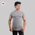Nyptra Grey Solid Muscle Fit Plain Cotton T-Shirt For Men