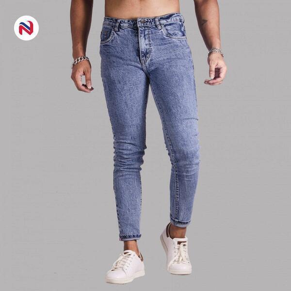 Nyptra Light Blue Distressed Stretchable Premium Jeans For Men