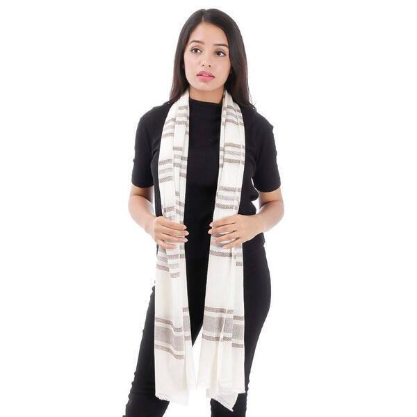 Off White Free Pattern Stole For Women