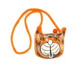Orange Cute Tiger Face Embroidered Side Bag for Women