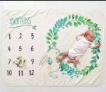 Organic Baby Monthly Milestone Blanket For Newborn Boy Or Girl 1 To 12 Months Soft Photography Background Prop Baby Shower Gif