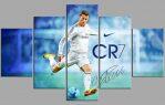 Original 5 Panel Canvas With Wooden Framing (Ronaldo CR7 Kick)