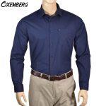 Oxemberg Navy Solid Casual Slim Fit Shirt For Men