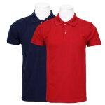 Pack Of 2 100% Cotton Polo T-Shirt For Men - Navy Blue/Red