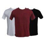 Pack Of 3 Cotton Plain T-Shirt For Men ( White/ Maroon / Black)