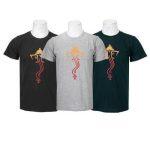 Pack Of 3 Ganesh Printed 100% Cotton T-Shirt For Men-Black/Grey/Green - 016