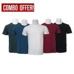 Pack Of 5 Cotton Plain Tshirt For Men