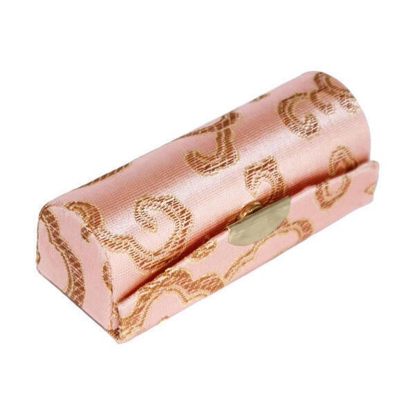 Peach Floral Printed Small Lipstick Pouch