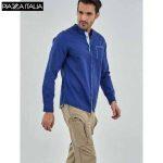 PIAZZAITALIA Blue Korean Collar Shirt For Men - 30272