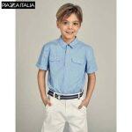 PIAZZAITALIA Boy Shirt With Pockets - Light Blue - 30188