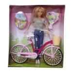 Pink/Blue Defa Lucy Doll And Bicycle Set For Kids