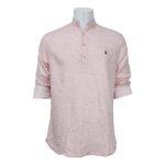 Pink Collar Neck Cotton Kurta Shirt For Men