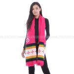 Pink Cross TIBETAN Design Screen print Stole For Women
