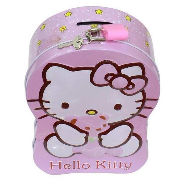 Pink Hello Kitty Shaped Piggy Bank With Lock For Kids(colour may very)