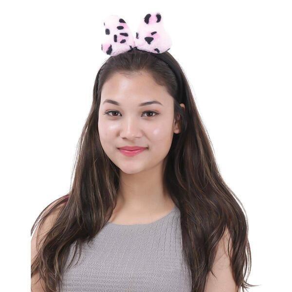 Pink Printed Bow Designed Hair Band For Women