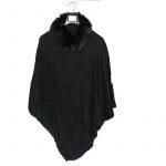 Plain Black Pashmina Fur Panchoo For Women