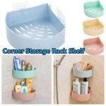 Plastic Triangle Corner For Bathroom Kitchen Storage Organize Shelf Rack Shower Basket With Wall Mounted Suction Cup
