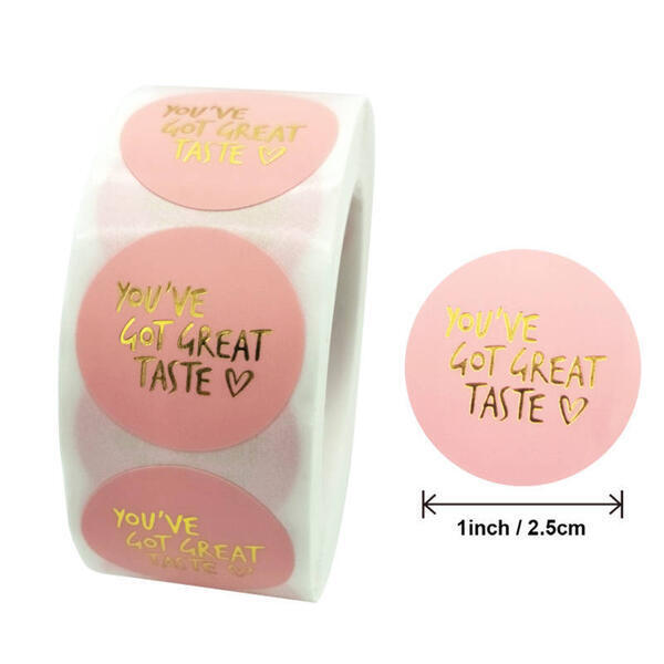 Premium pink-Thank You Stickers - 1 inch Circle Labels / 500 Per Pack