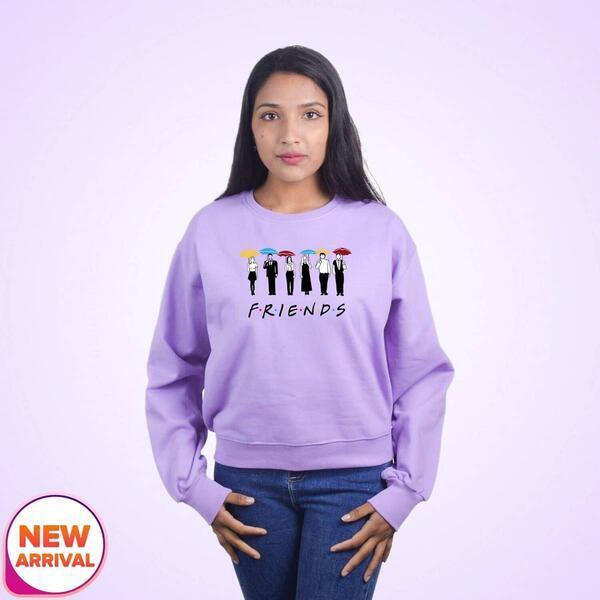Printed Sweatshirts Lavender Color For Women