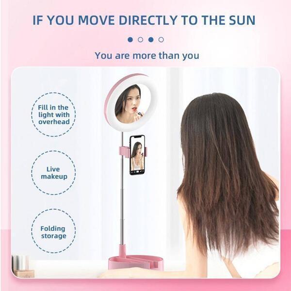 Professional Mic Stand and Phone Holder with Selfie Fill-in Light for Live Stream
