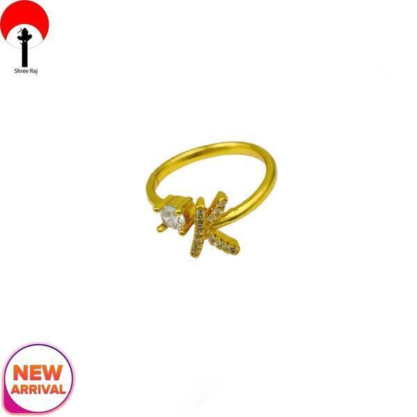 Pure Gold Plated Free Size White Stone Embedded K Design Authi For Women(Panchadhatu)