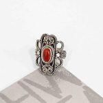 Pure Silver Women Ring With Natural Cora L/ 8.5 Gram
