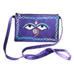 Purple Buddha Eyes Embroidered Cross Body Bag
