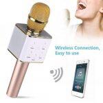 Q7 Wireless Bluetooth Karaoke With Speaker-Gold