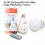 Rechargeable Led Ceiling Lamp With Remote Control,AC/DC Bulb With Remote (Assorted Color)