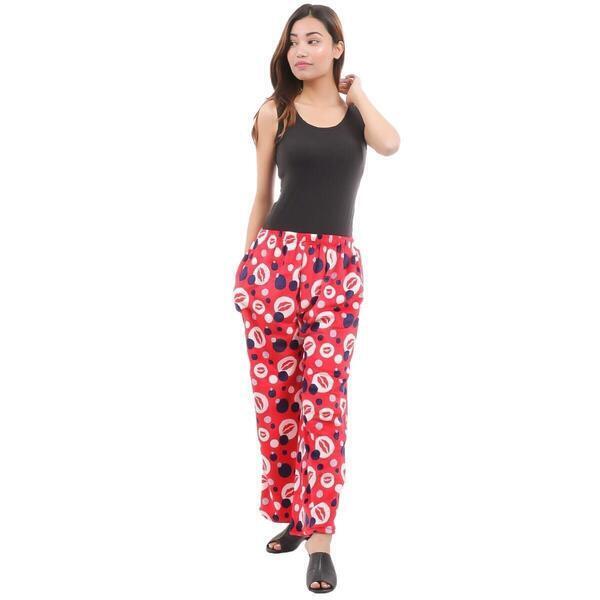 Fleece Lips Printed Trousers For Women