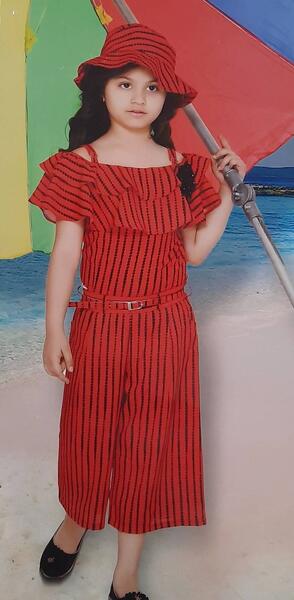 Red Jumpsuit with Hat For Baby Girls