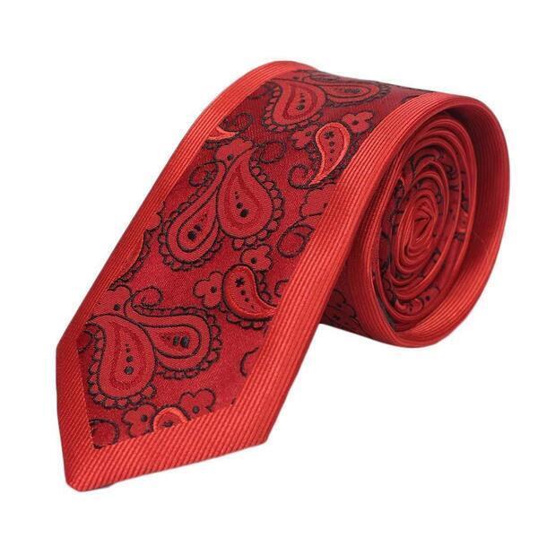 Red Solid Design Patterned Neck Tie For Men