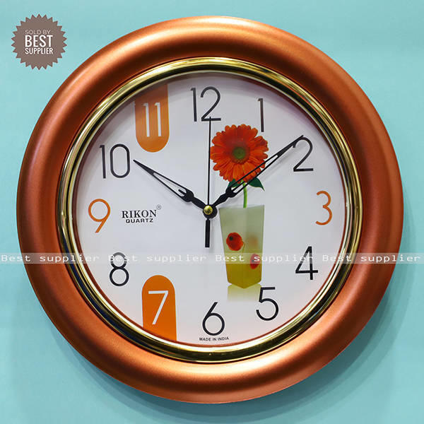 Rikon 1,2,3,4 Numbering Dial With Clear Visiblity Durable Quality Attractive Model Wall Clock-Orange 7951