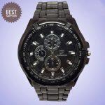 RoundDial Metal Strap Full Black Big Size Watch For Men