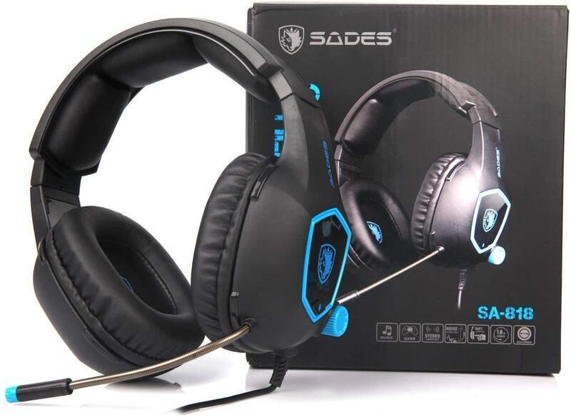 SADES SA818 Updated Gaming Headset Over-The-Ear-Headphone for PS4, PC, Xbox One Controller, Game Headset with Microphone, with Soft Memory Earmuffs