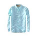 Sea Green Full Sleeves Plain Cotton Shirt For Men By Nepster