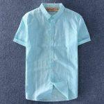 Sea Green Half Sleeves Cotton Shirt For Men By Wraon