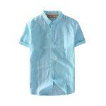 Sea Green Half Sleeves Plain Cotton Shirt For Men By Nepster