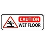 Self Adhesive CAUTION WET FLOOR Door Sign for Office / Restaurant / Hotel and More